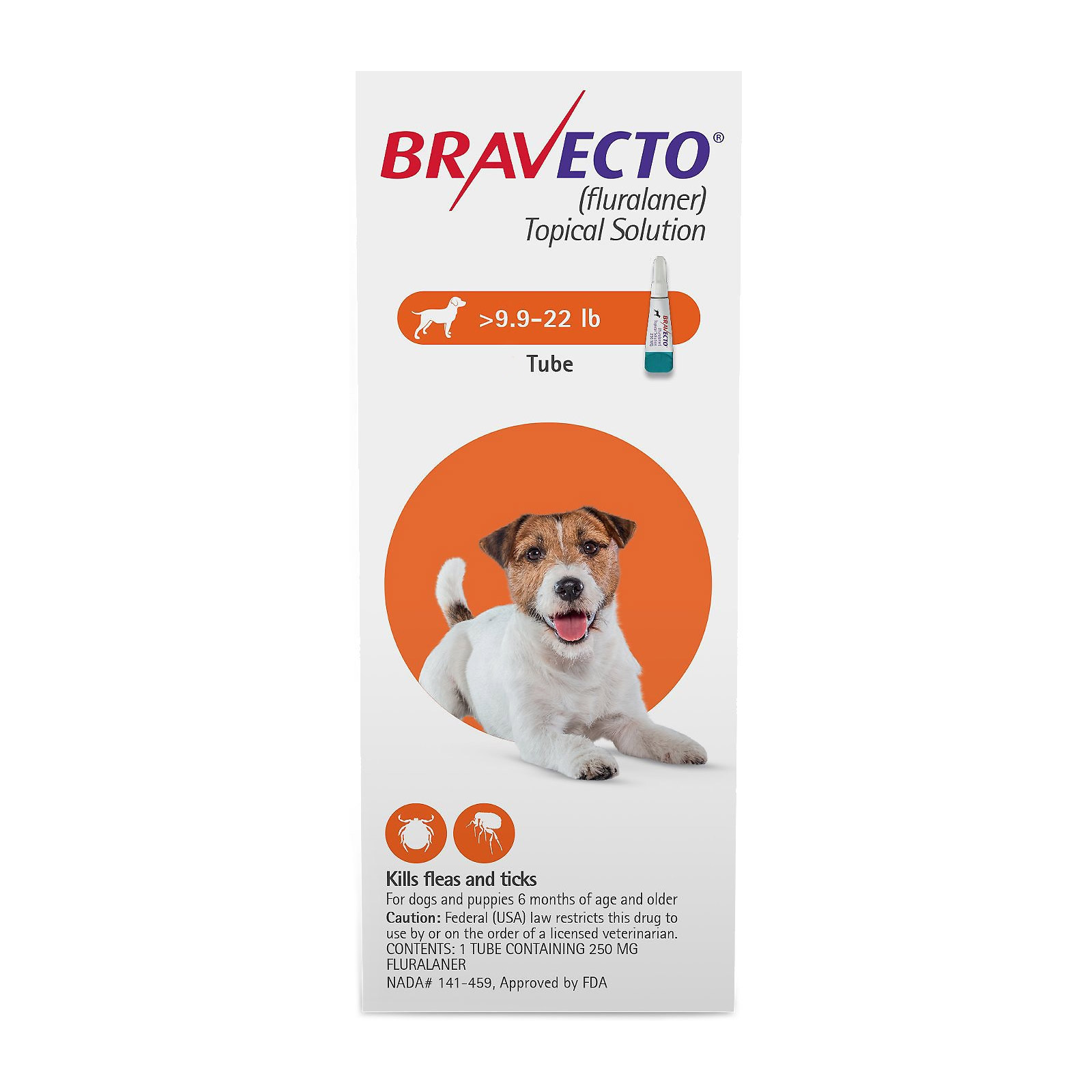 Bravecto Topical for Small Dogs (9.9 22 lbs) Orange 1 DOSE