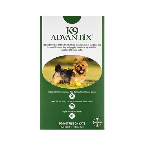 K9 Advantix Small Dogs/pups 1-10 Lbs (green) 12 + 4 Free