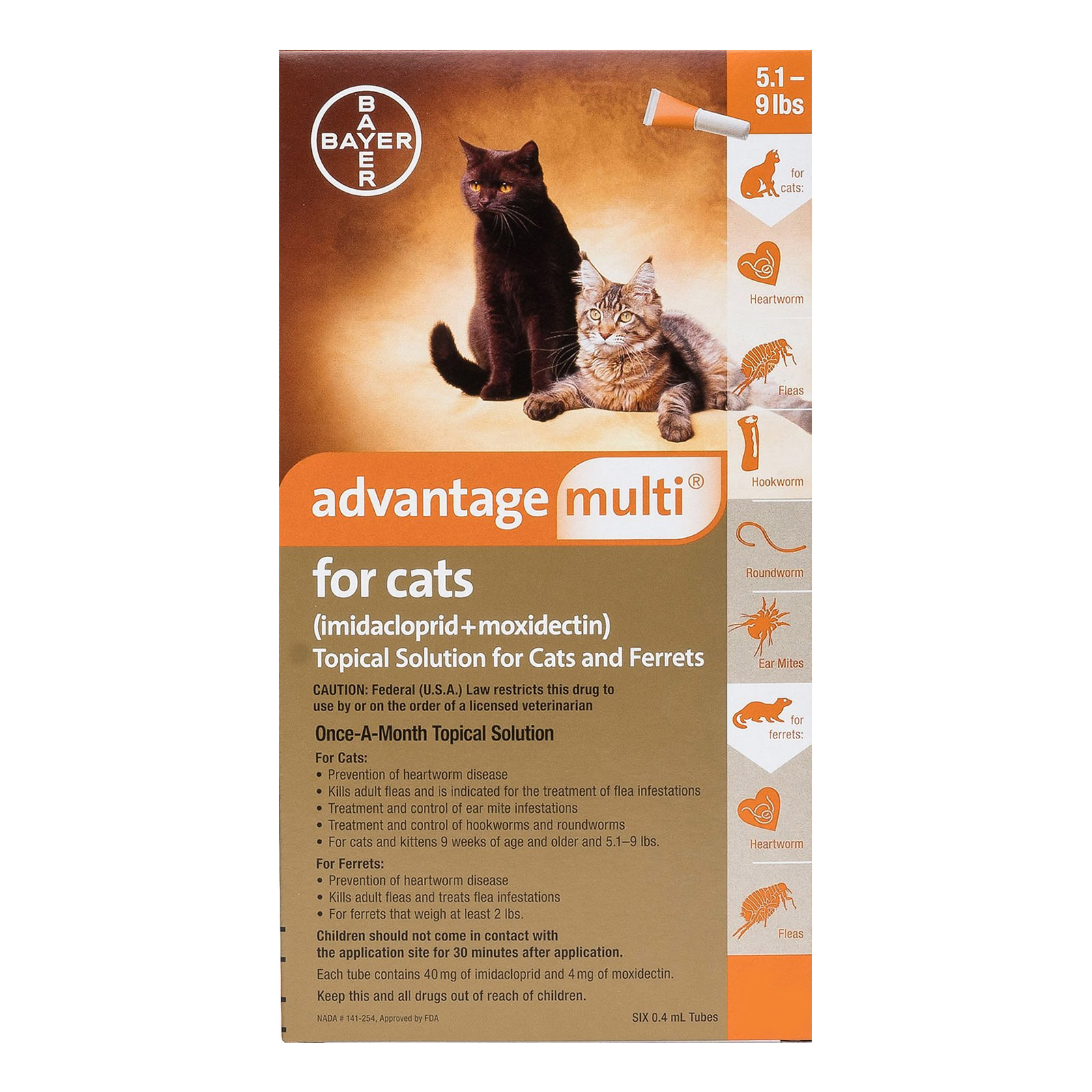 Advantage Multi (advocate) Kittens & Small Cats Up To 10lbs (orange) 12 Doses