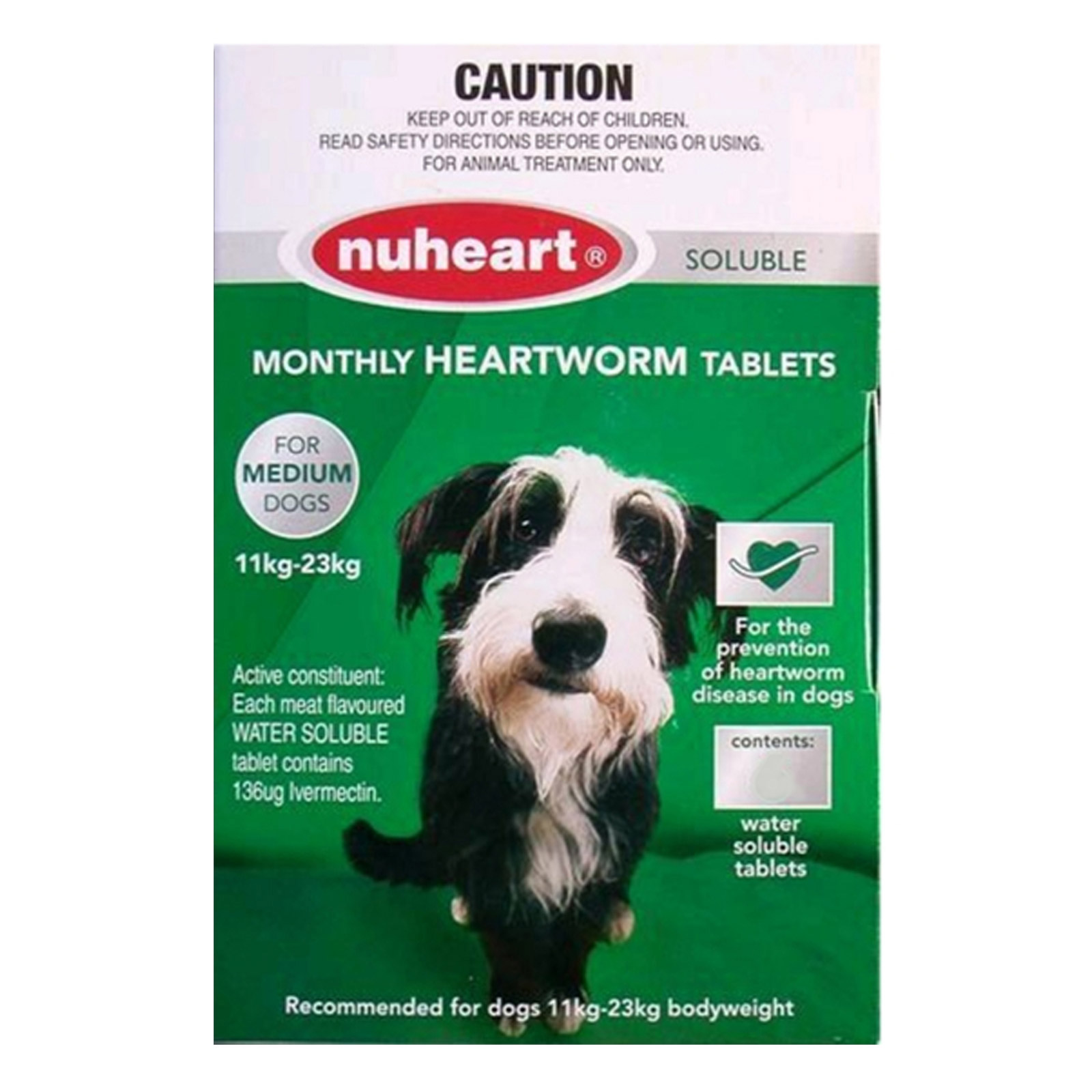 Nuheart Generic Heartgard For Medium Dogs 26-50lbs (green) 12 Tablet